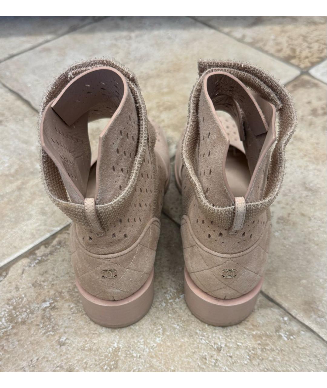 CHANEL Розовые замшевые ботильоны, фото 2