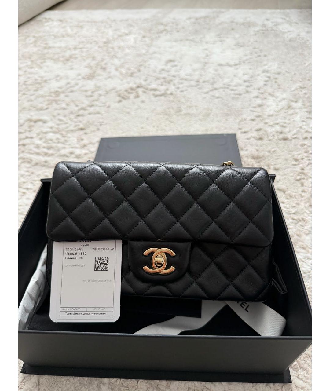 CHANEL Черная кожаная сумка через плечо, фото 5