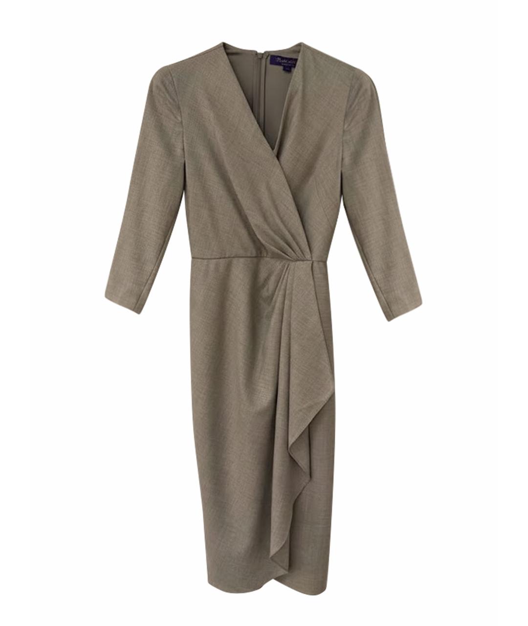 RALPH LAUREN Бежевое шерстяное повседневное платье, фото 9