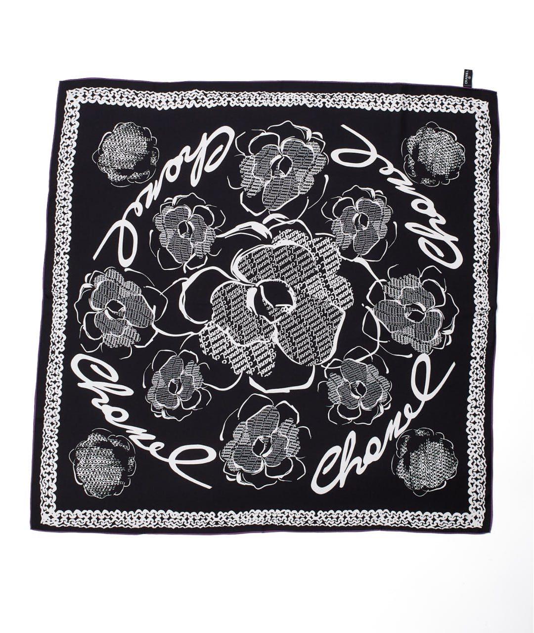 CHANEL Черный шелковый платок, фото 5