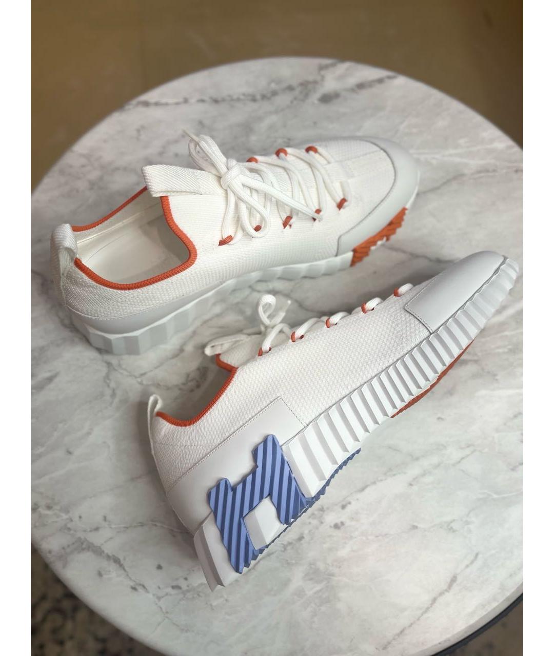 HERMES Белые текстильные кроссовки, фото 3