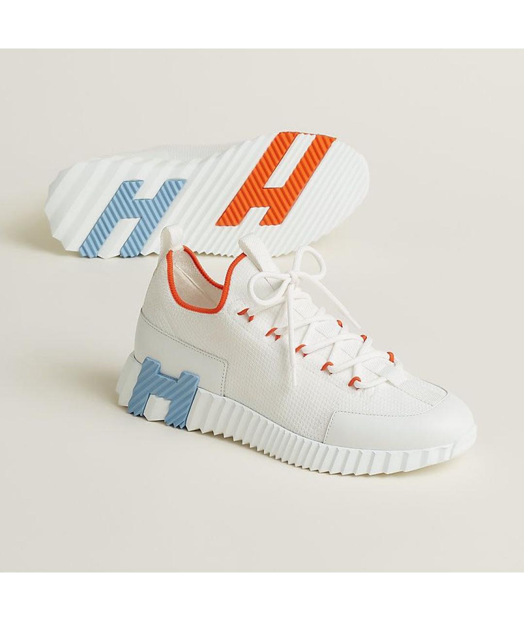 HERMES Белые текстильные кроссовки, фото 2