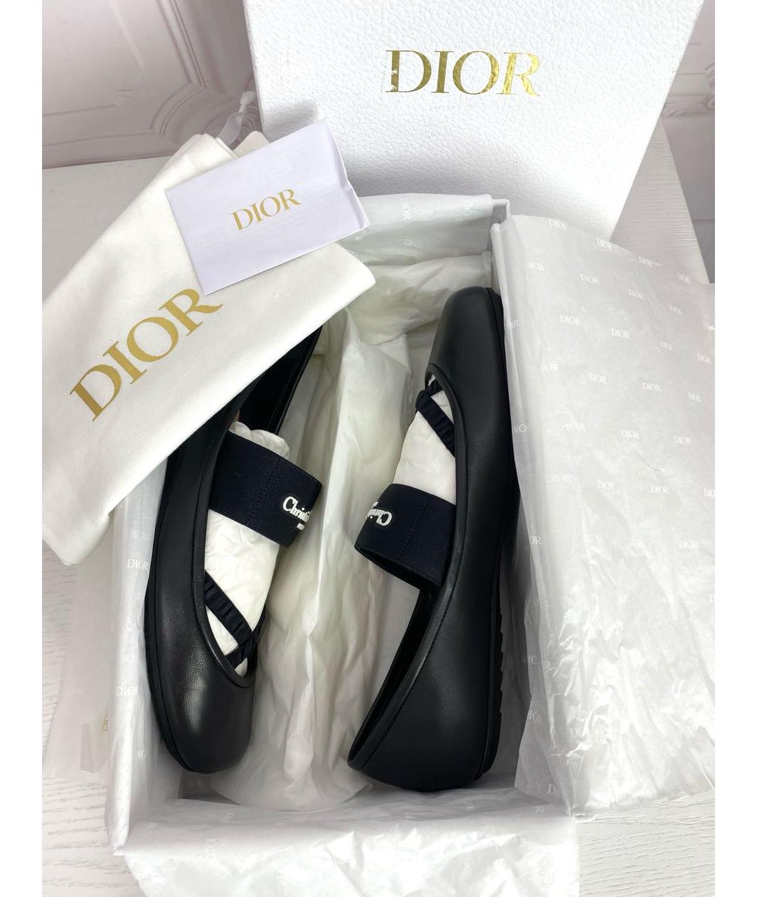 CHRISTIAN DIOR Черные кожаные балетки, фото 5