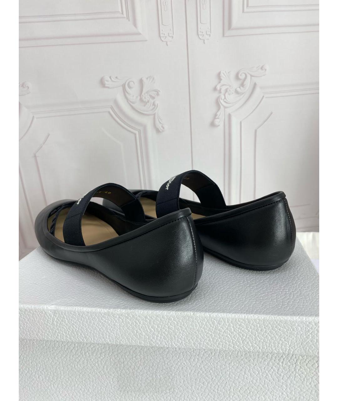 CHRISTIAN DIOR Черные кожаные балетки, фото 4
