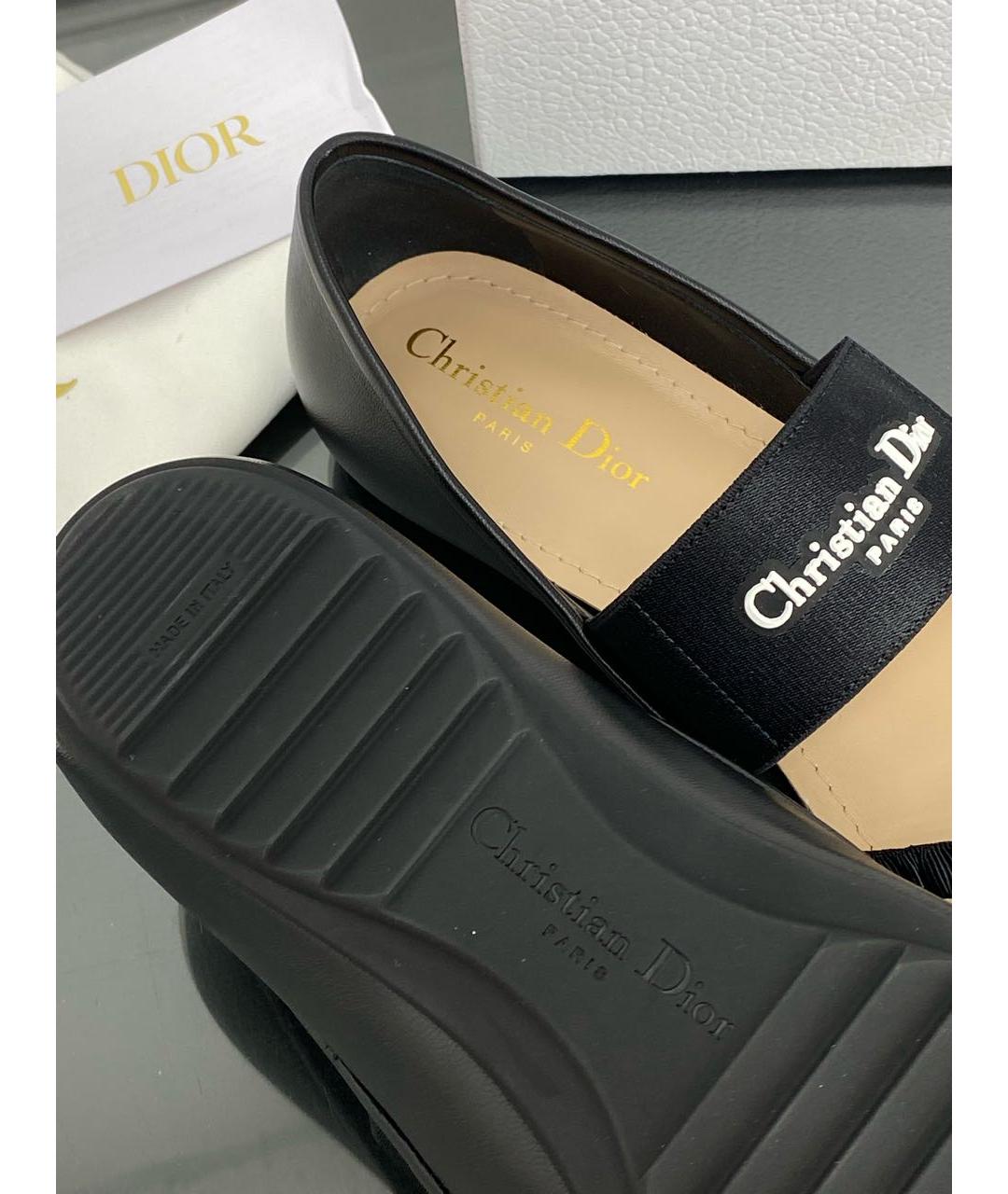 CHRISTIAN DIOR Черные кожаные балетки, фото 8