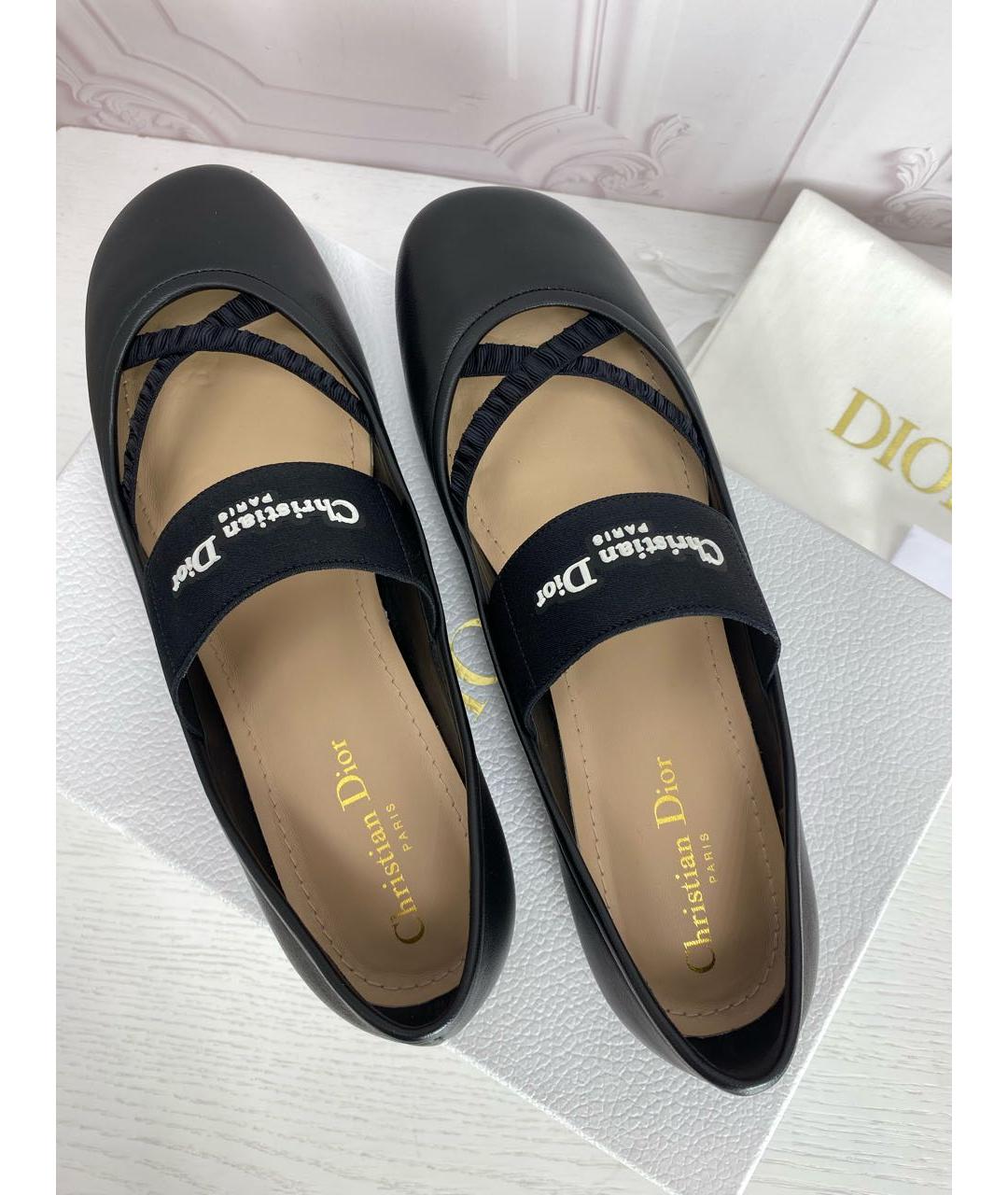 CHRISTIAN DIOR Черные кожаные балетки, фото 3