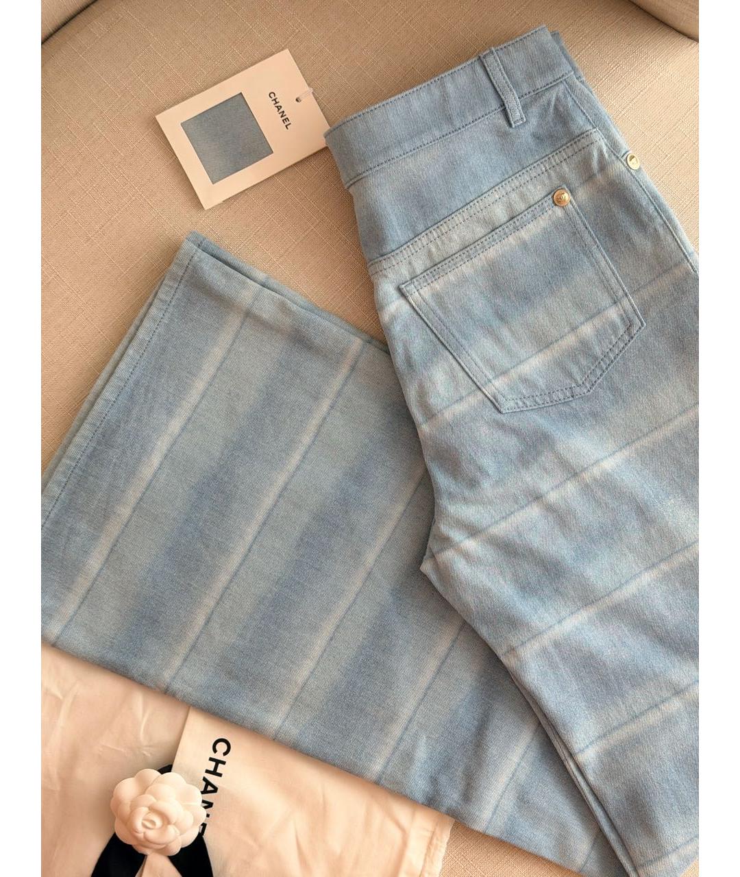 CHANEL Голубые хлопковые джинсы клеш, фото 2