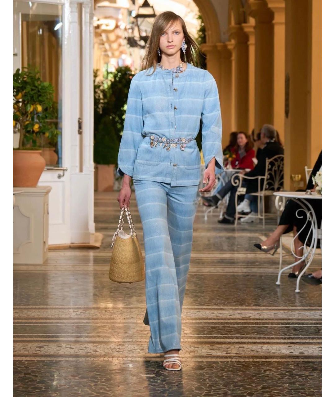 CHANEL Голубые хлопковые джинсы клеш, фото 4