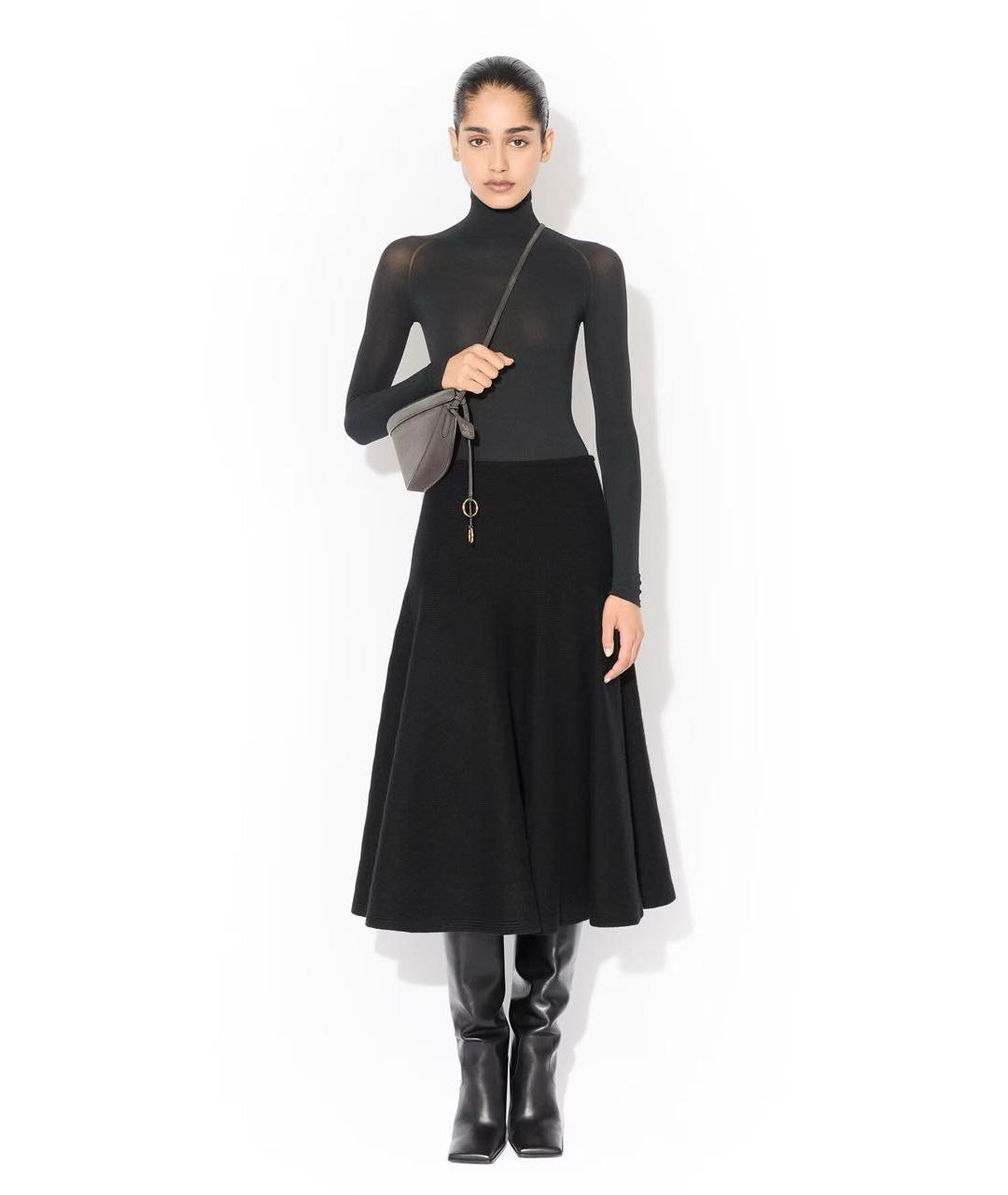 ALAIA Черная кашемировая юбка миди, фото 2