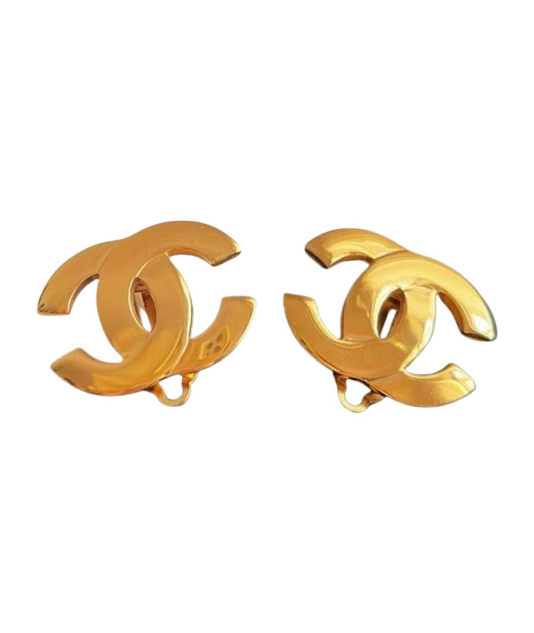 CHANEL Золотые металлические клипсы, фото 1