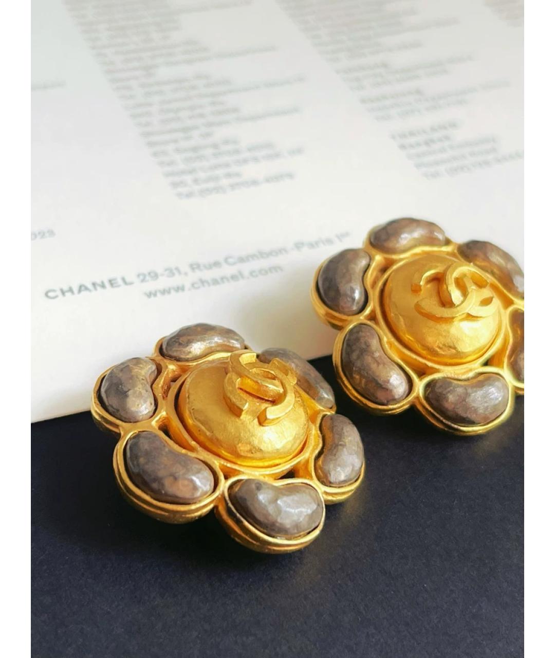 CHANEL Золотые металлические клипсы, фото 2