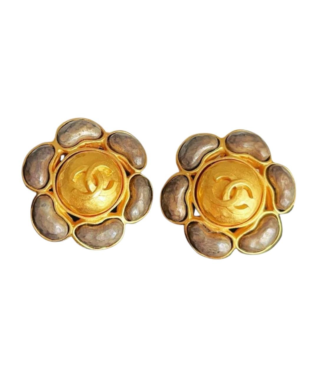 CHANEL Золотые металлические клипсы, фото 1