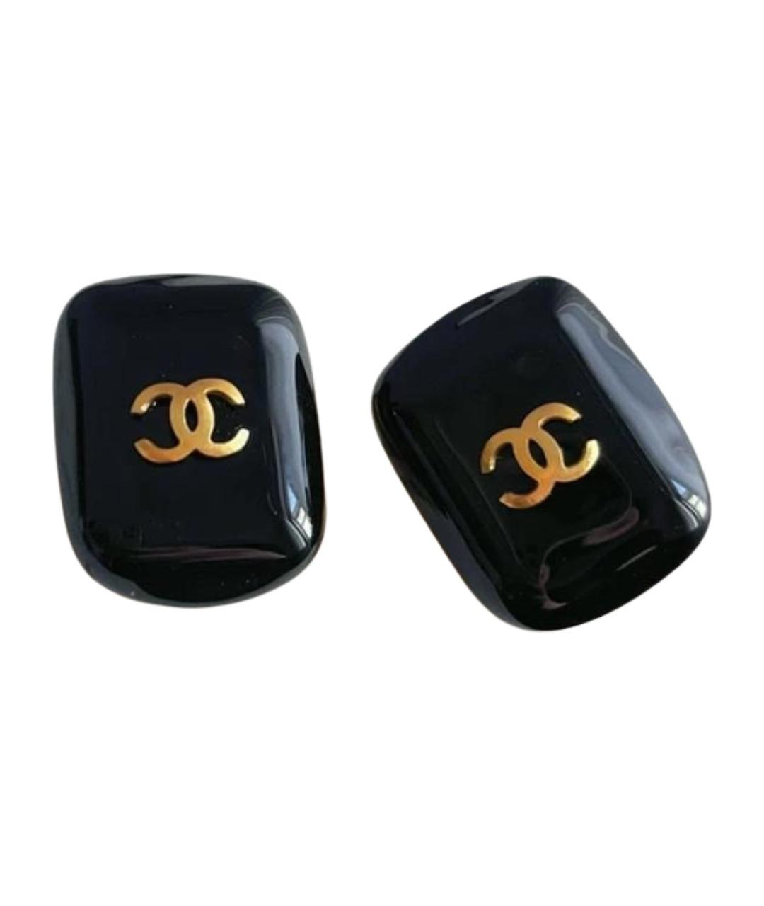 CHANEL Черные стеклянные серьги, фото 1