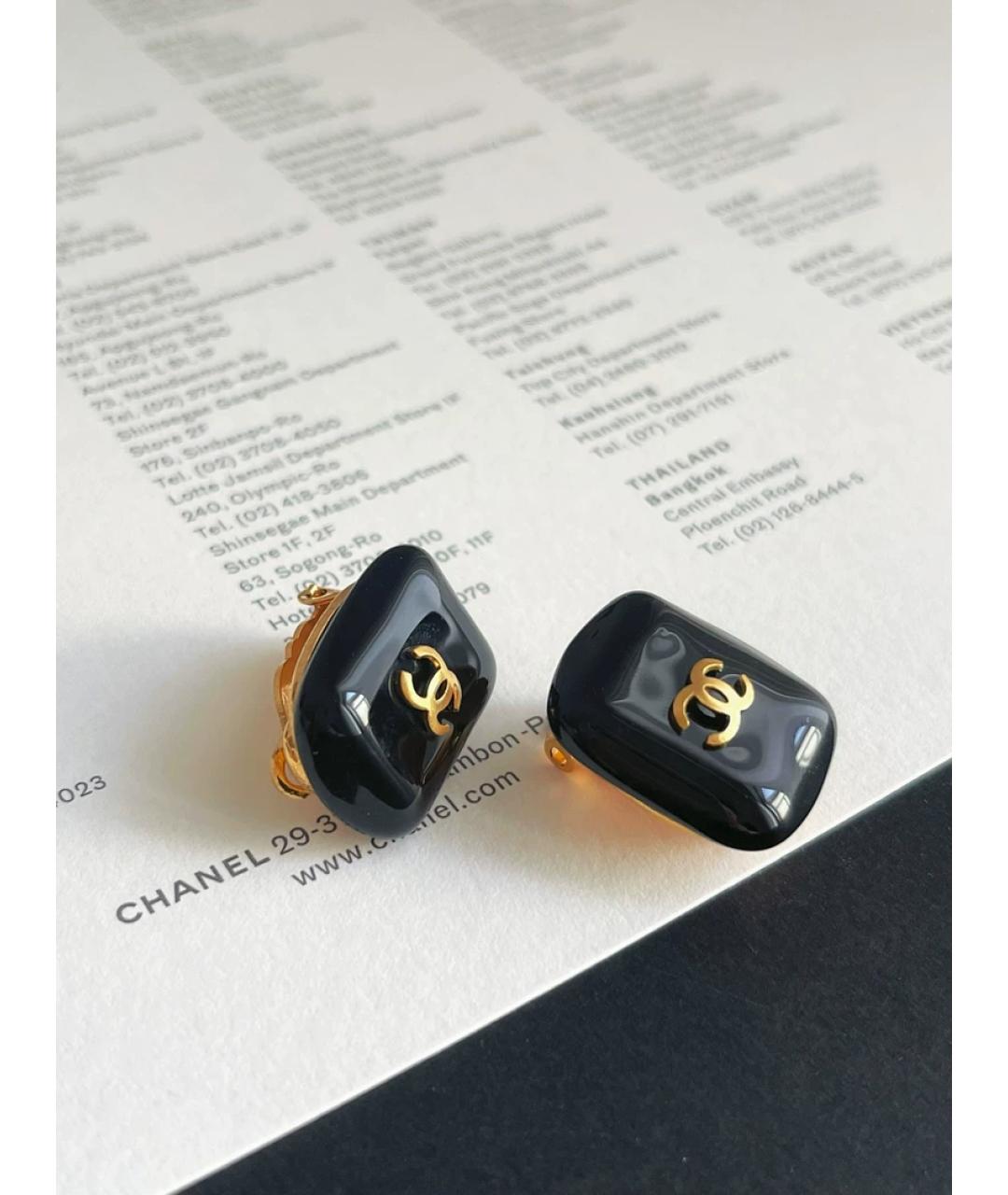 CHANEL Черные стеклянные серьги, фото 2