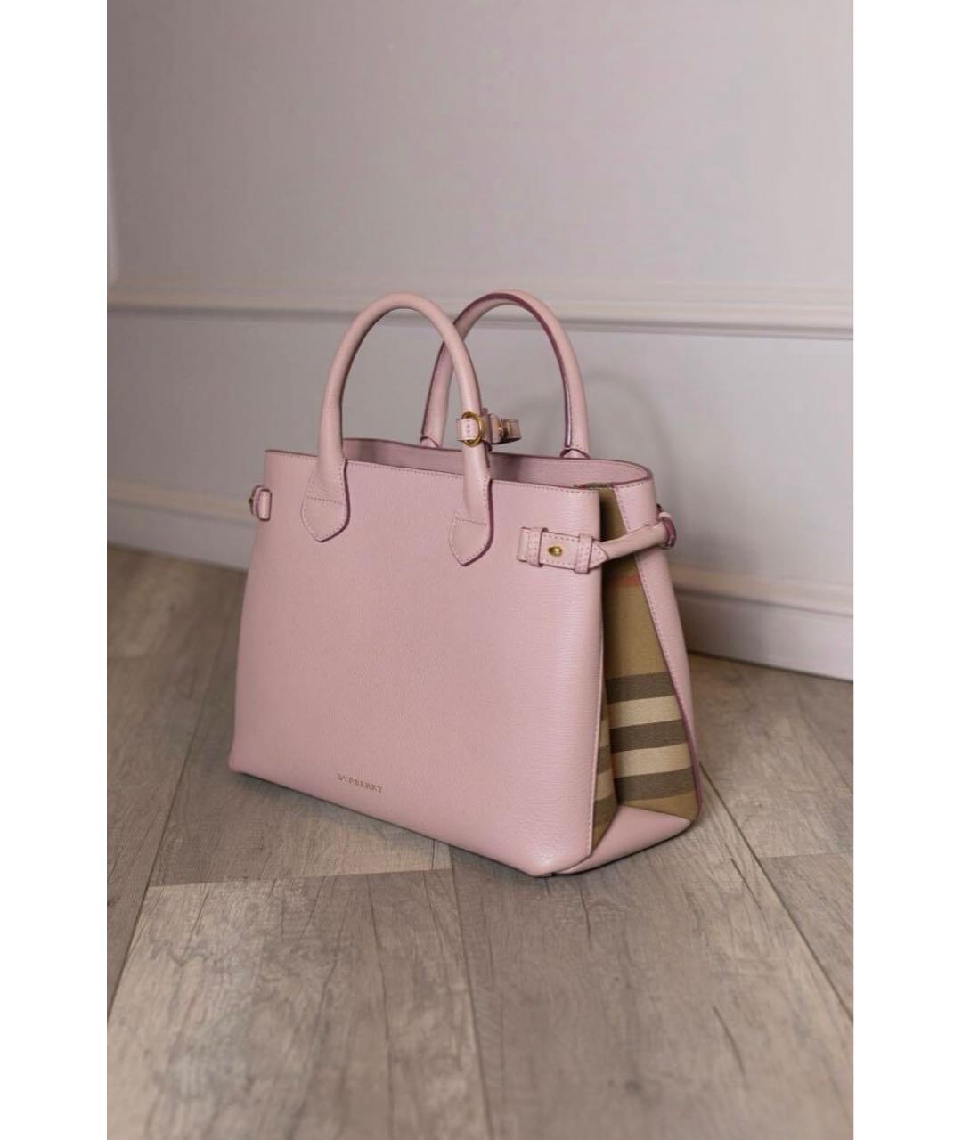 BURBERRY Розовая кожаная сумка тоут, фото 7