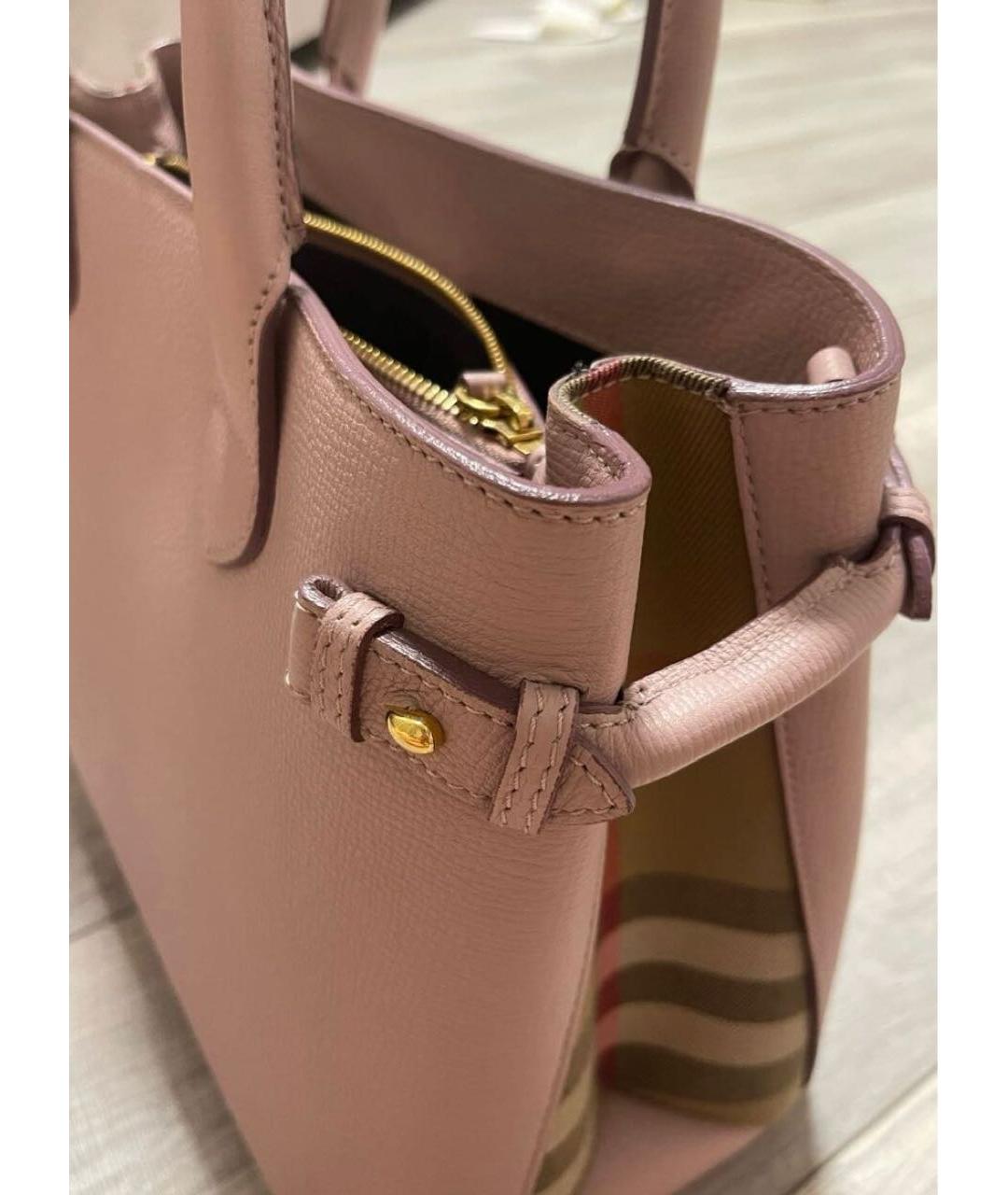 BURBERRY Розовая кожаная сумка тоут, фото 2