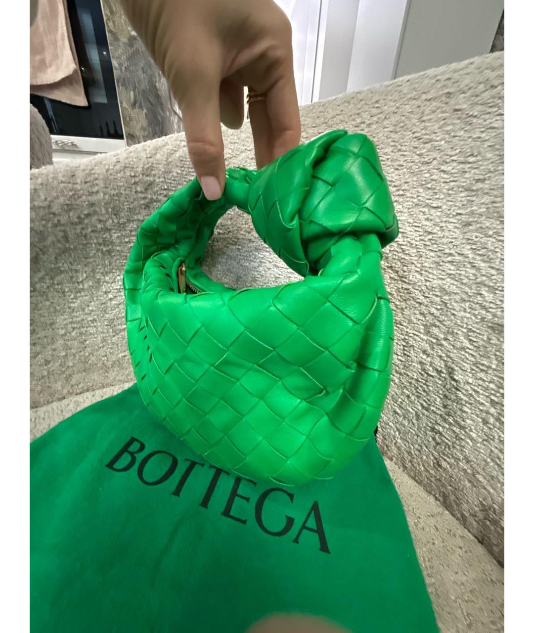 BOTTEGA VENETA Зеленая кожаная сумка с короткими ручками, фото 2