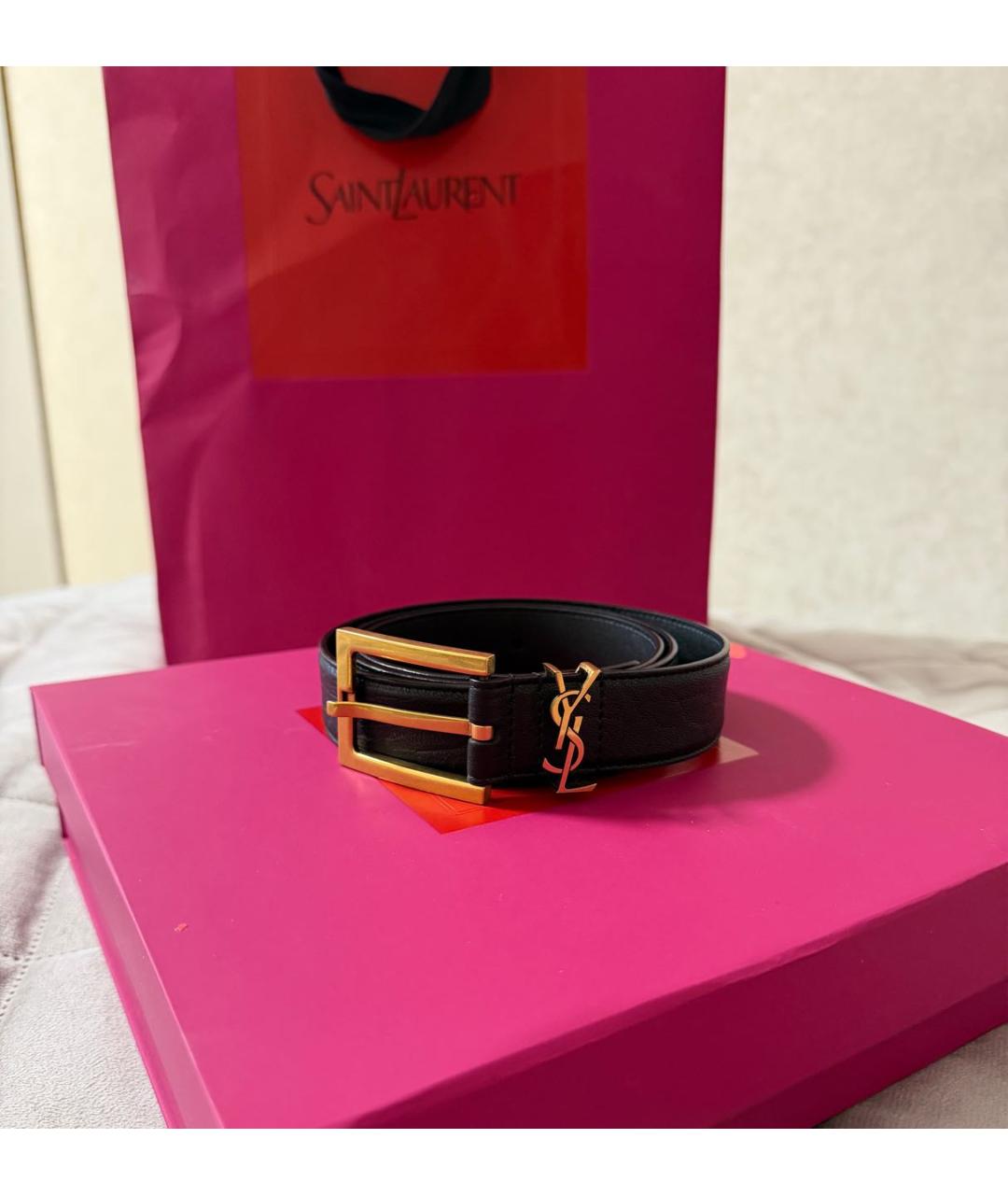 SAINT LAURENT Черный кожаный ремень, фото 9