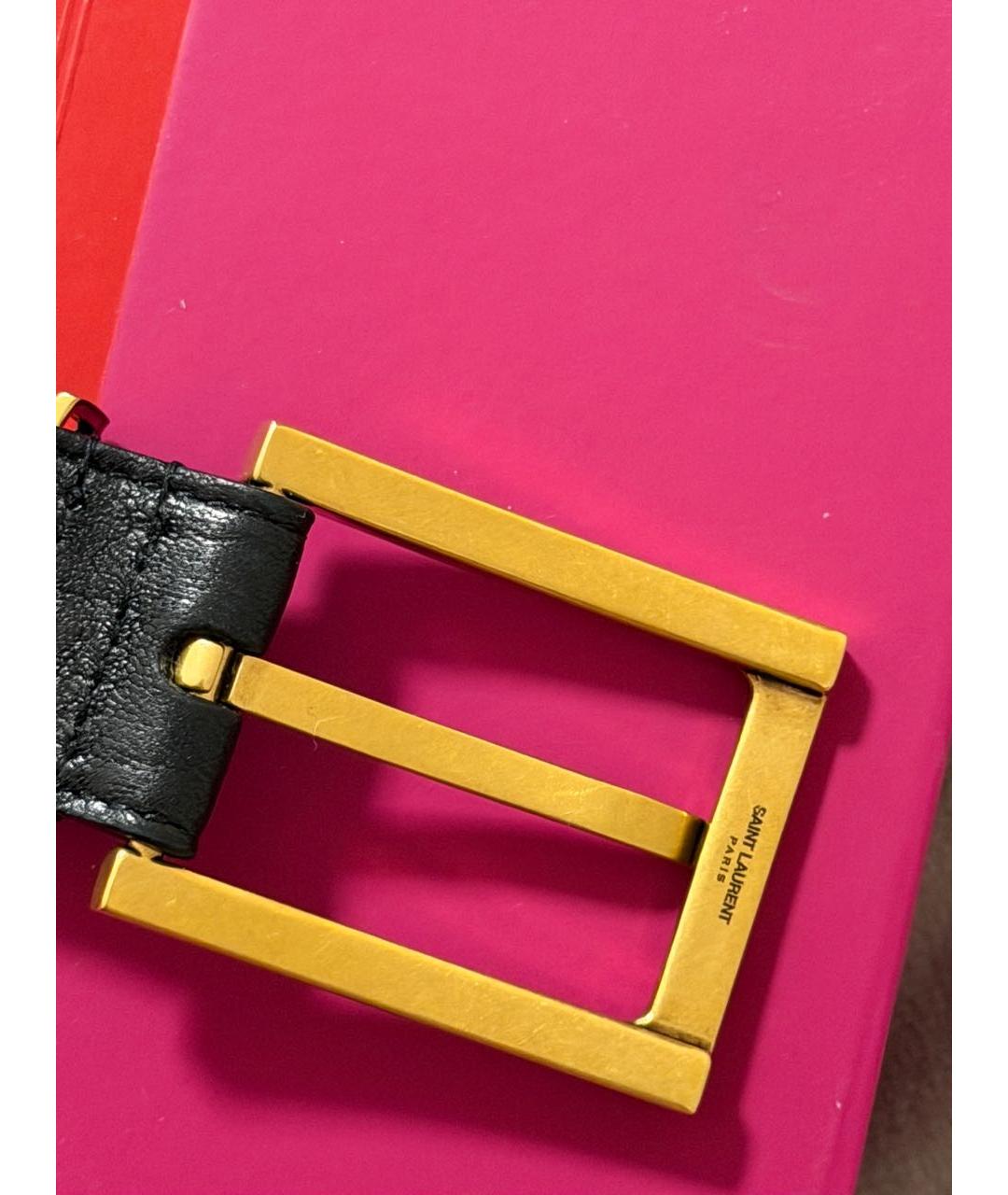 SAINT LAURENT Черный кожаный ремень, фото 7