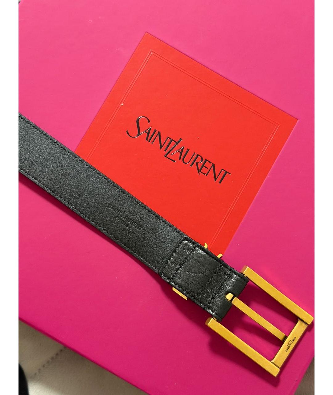 SAINT LAURENT Черный кожаный ремень, фото 6