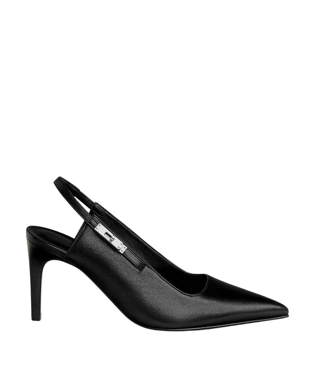 HERMES Черные кожаные туфли, фото 1