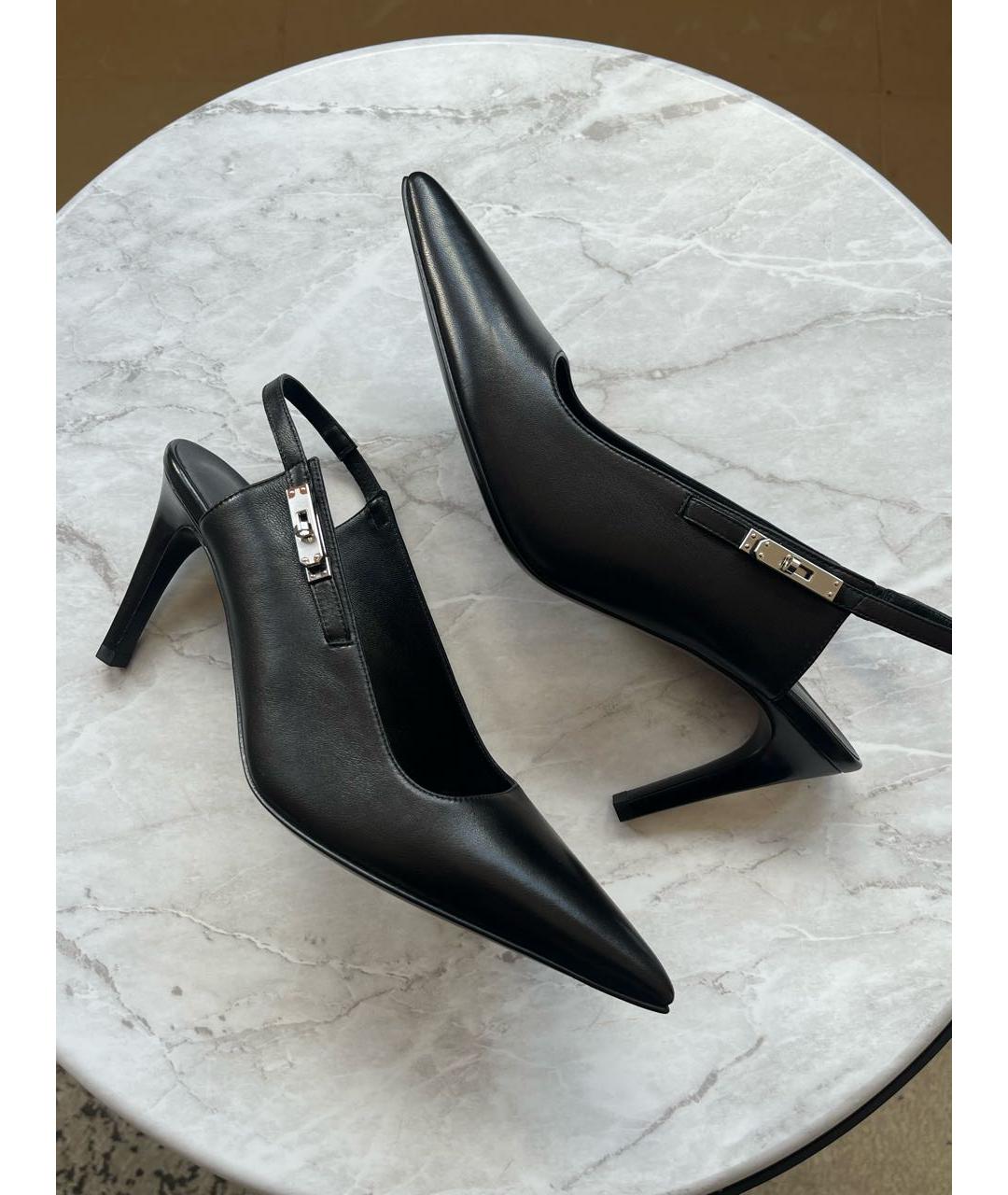 HERMES Черные кожаные туфли, фото 2