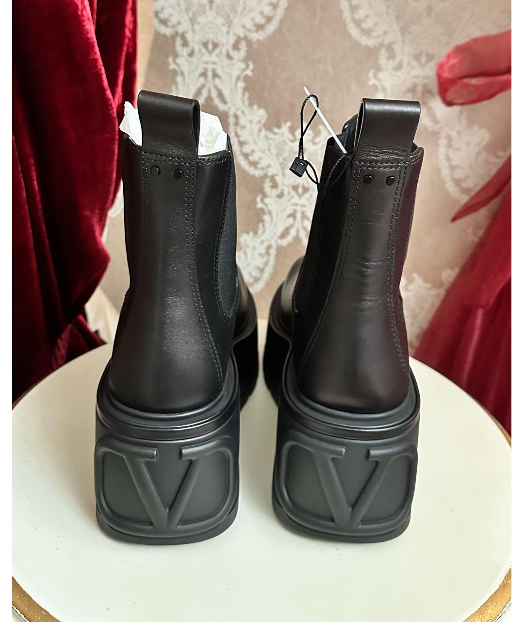 VALENTINO Черные кожаные полусапоги, фото 4