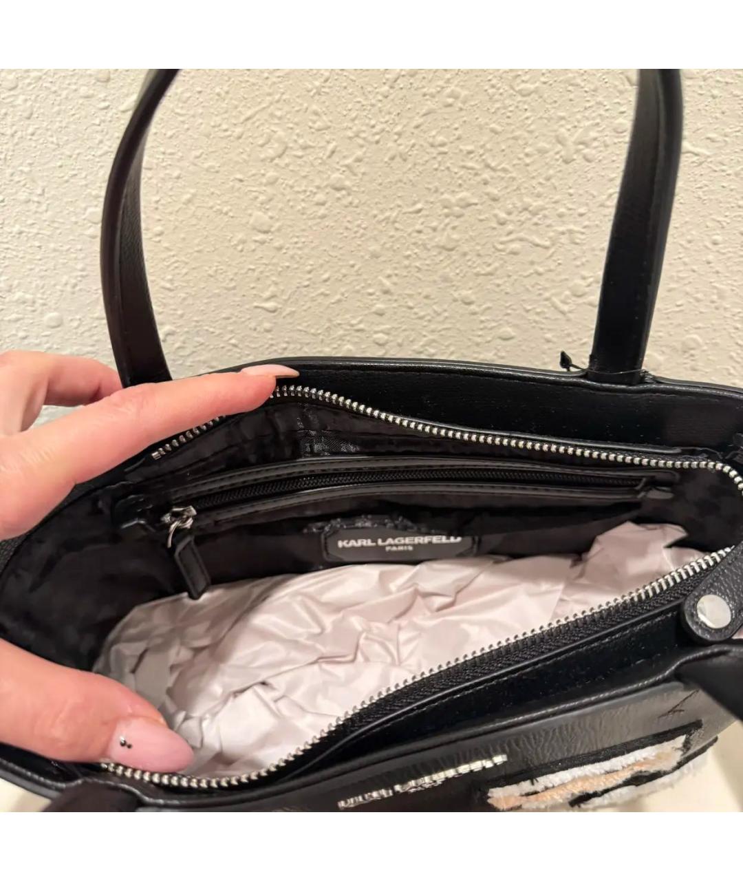 KARL LAGERFELD Черная сумка через плечо из искусственной кожи, фото 6