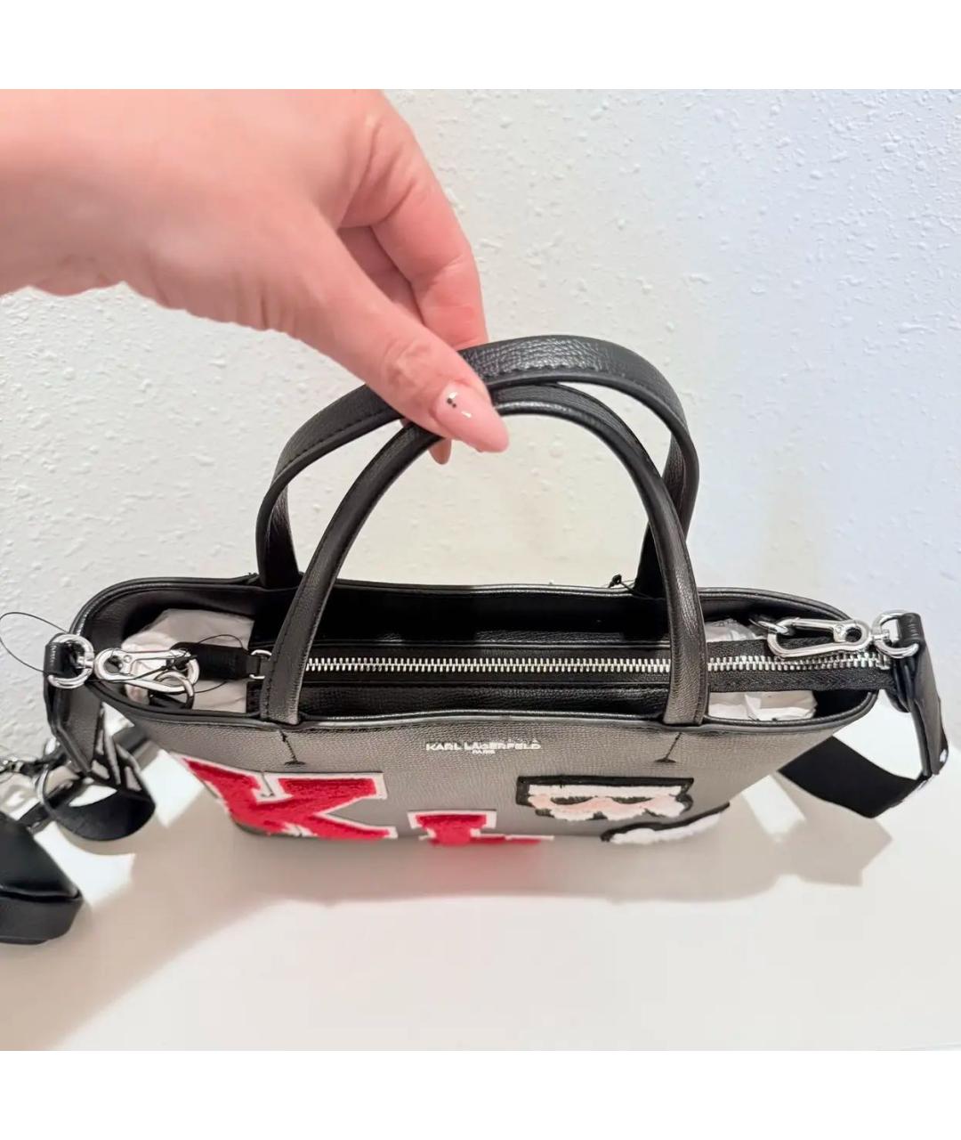 KARL LAGERFELD Черная сумка через плечо из искусственной кожи, фото 2