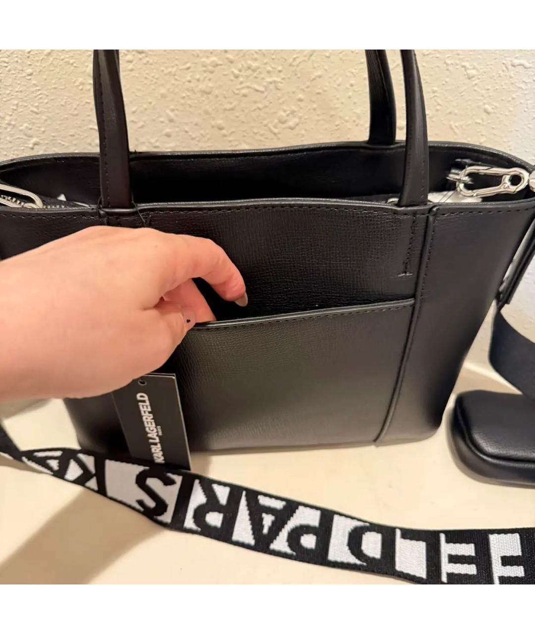 KARL LAGERFELD Черная сумка через плечо из искусственной кожи, фото 3