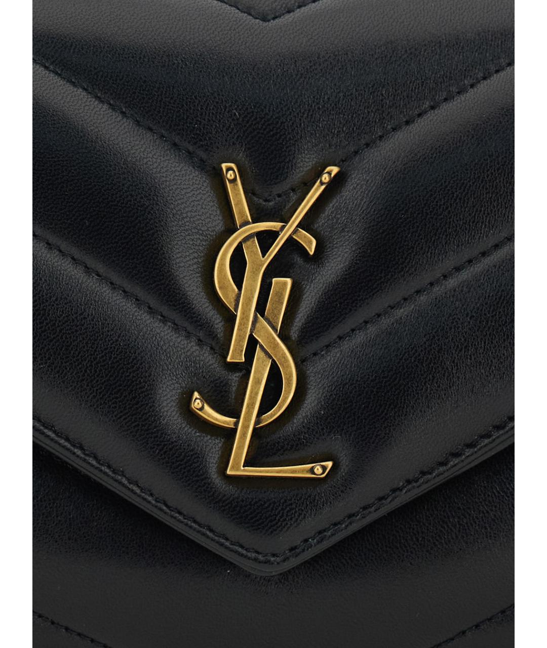 SAINT LAURENT Черная кожаная сумка через плечо, фото 3