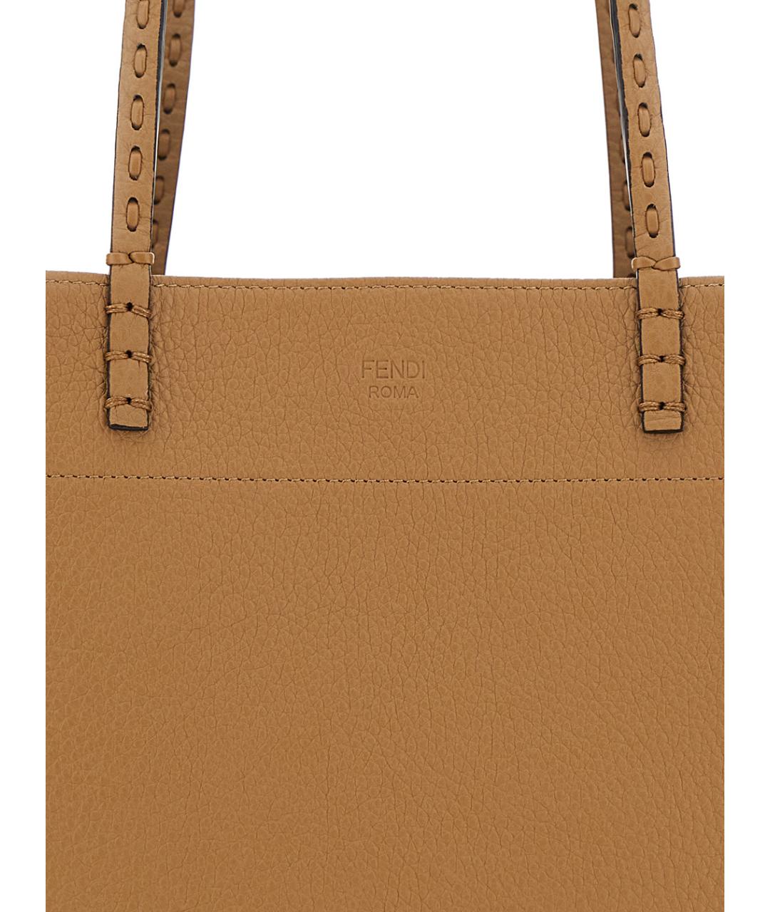 FENDI Коричневая кожаная сумка тоут, фото 2