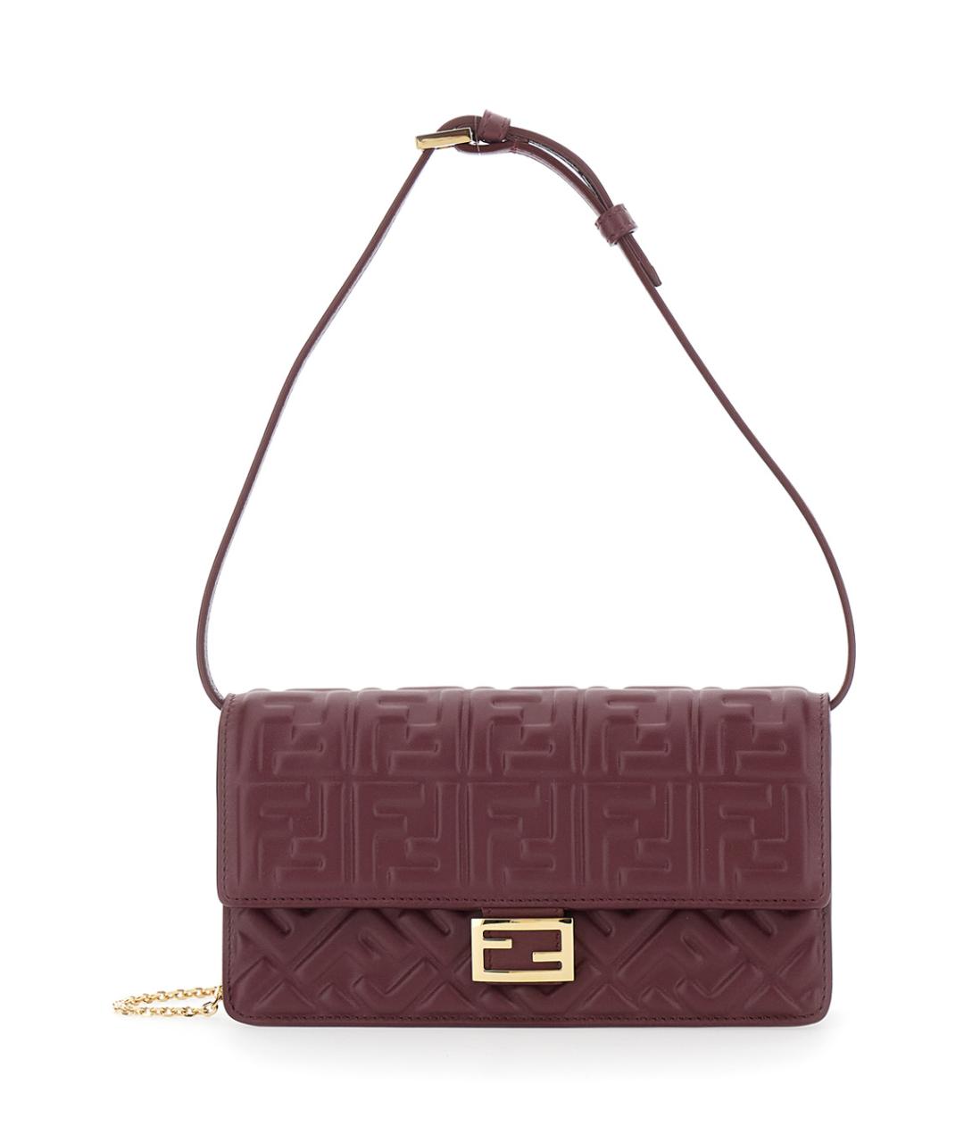 FENDI Бордовая кожаная сумка через плечо, фото 1
