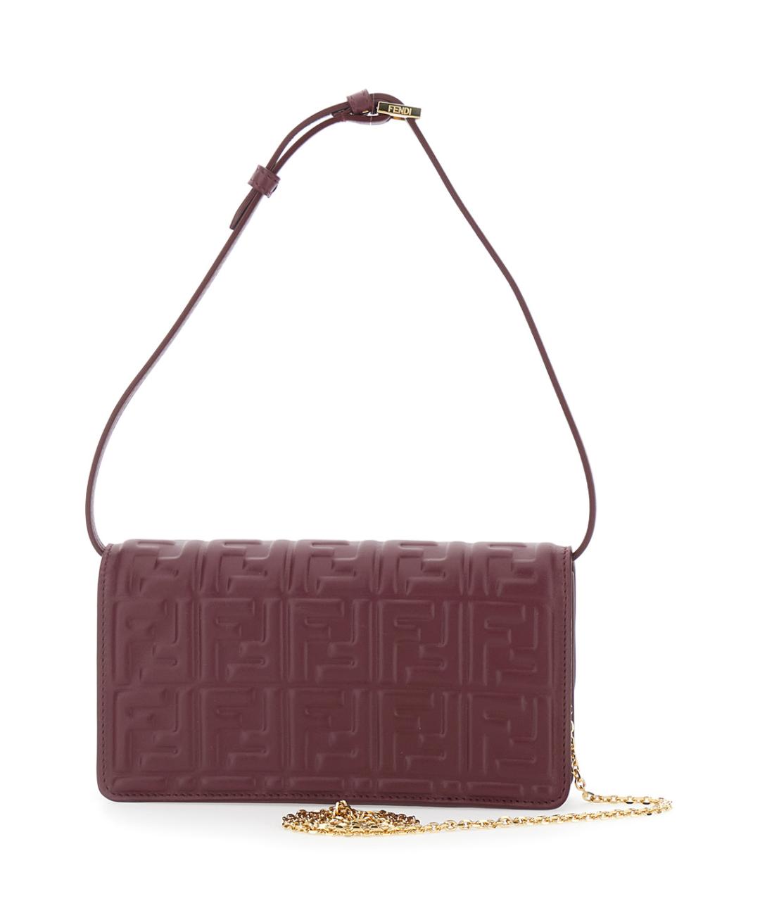 FENDI Бордовая кожаная сумка через плечо, фото 2