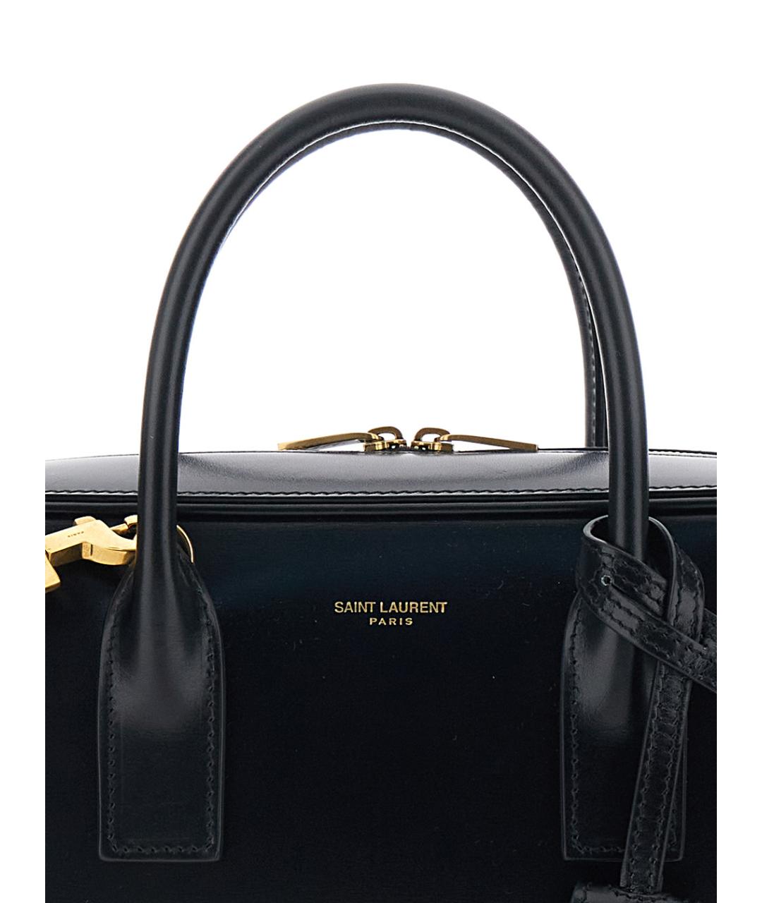 SAINT LAURENT Черная кожаная сумка тоут, фото 3