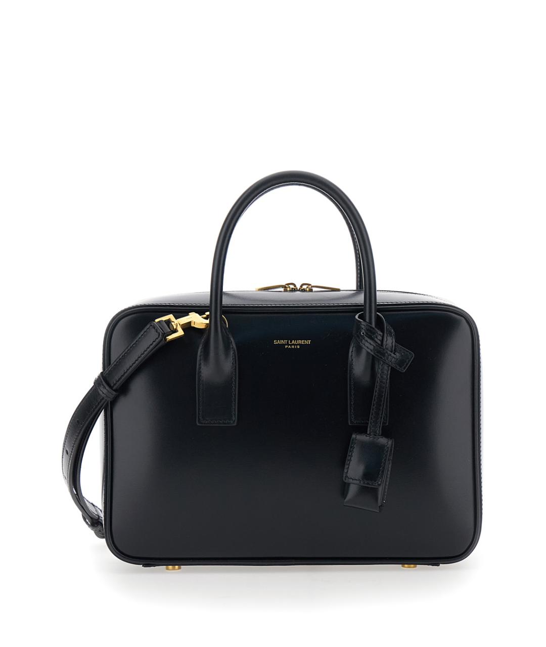 SAINT LAURENT Черная кожаная сумка тоут, фото 1