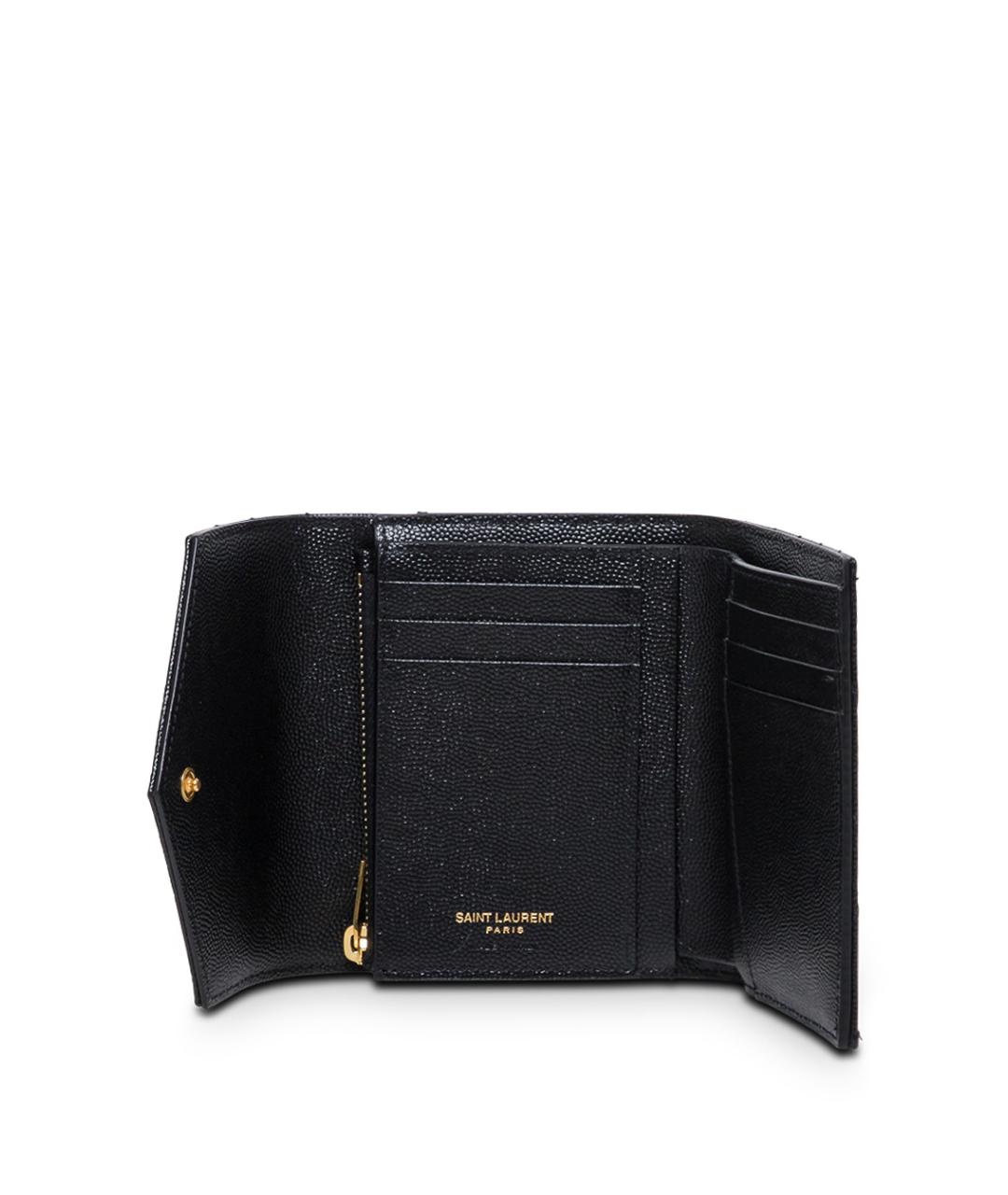 SAINT LAURENT Черный кожаный кошелек, фото 2
