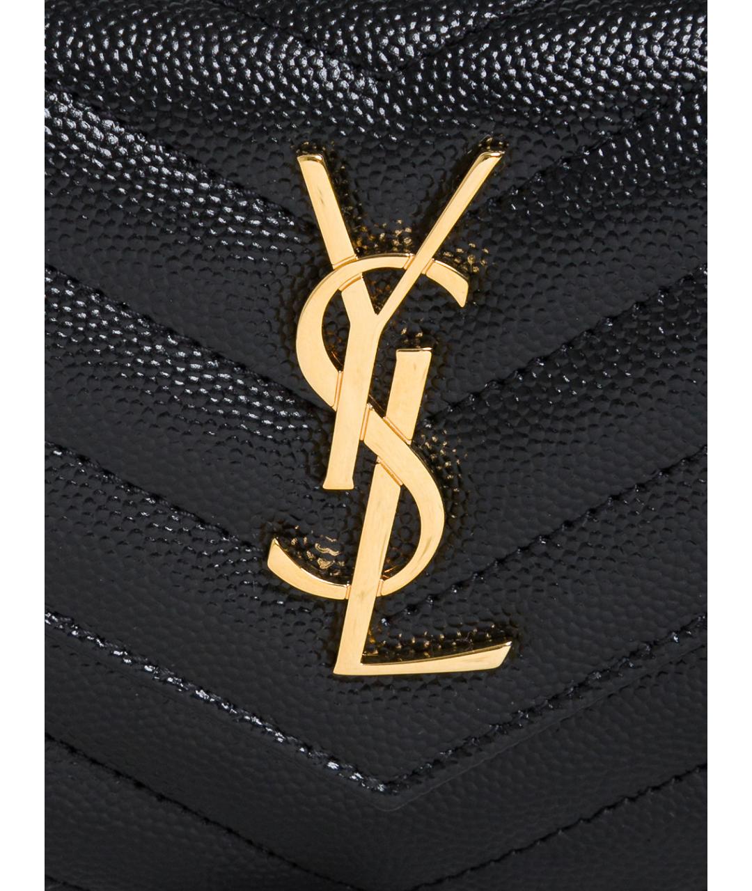 SAINT LAURENT Черный кожаный кошелек, фото 3