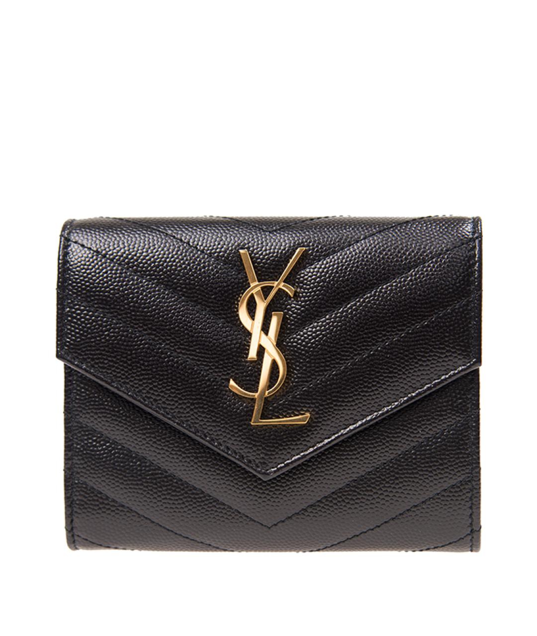 SAINT LAURENT Черный кожаный кошелек, фото 1