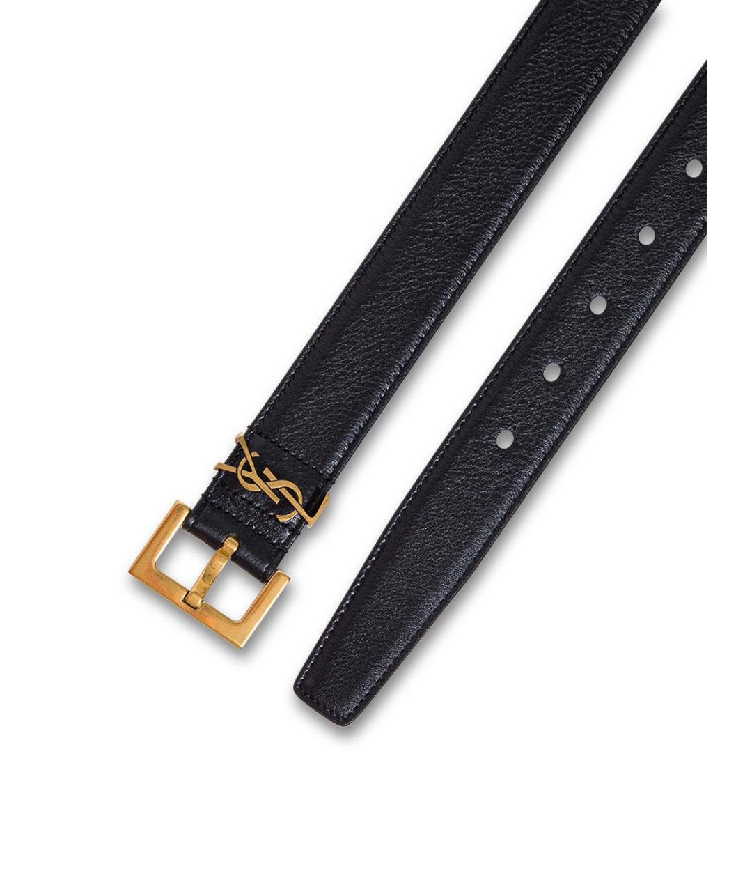 SAINT LAURENT Черный кожаный ремень, фото 2