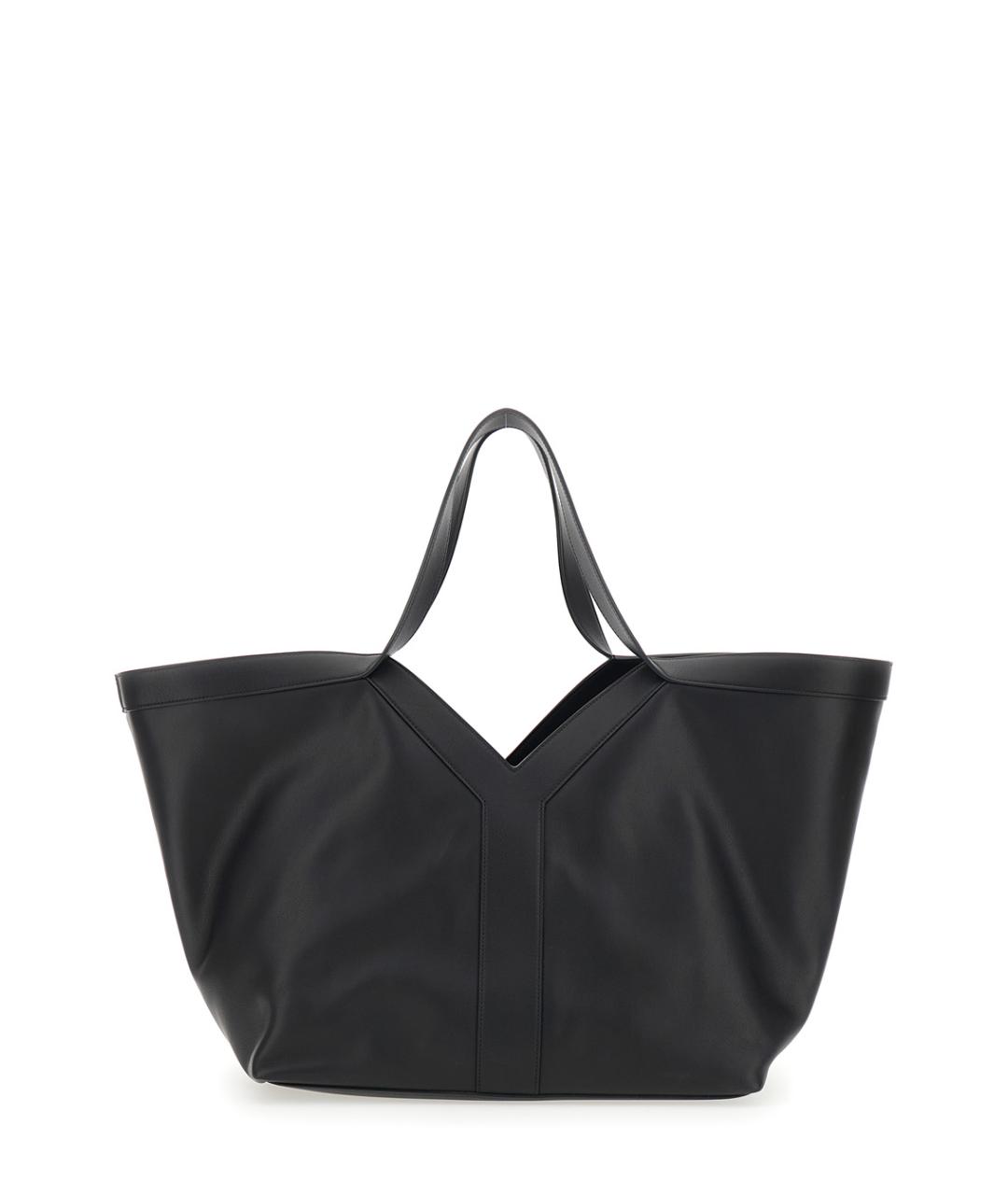 SAINT LAURENT Черная кожаная сумка тоут, фото 1