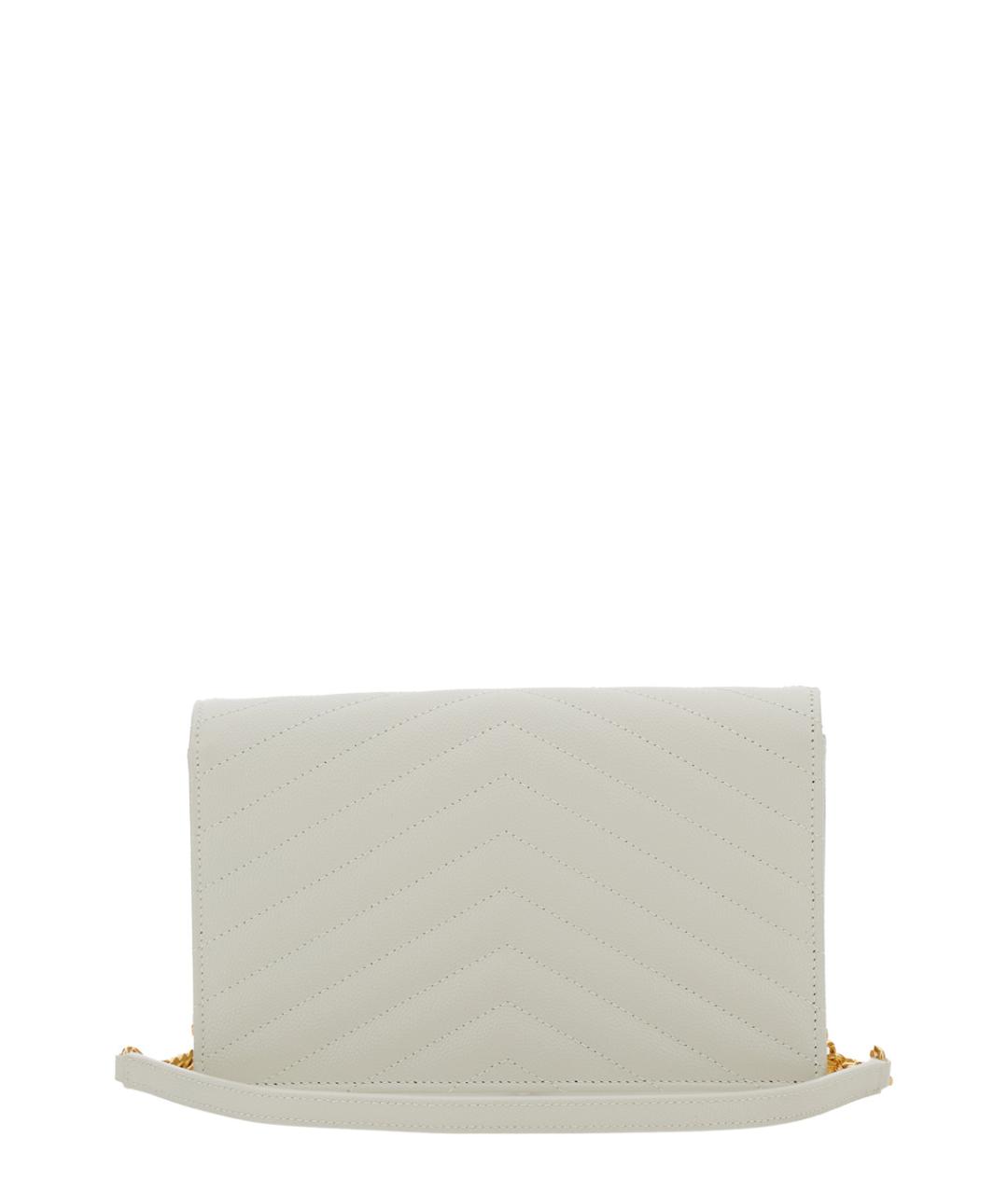 SAINT LAURENT Белая кожаная сумка через плечо, фото 2