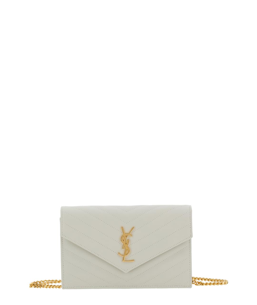 SAINT LAURENT Белая кожаная сумка через плечо, фото 1