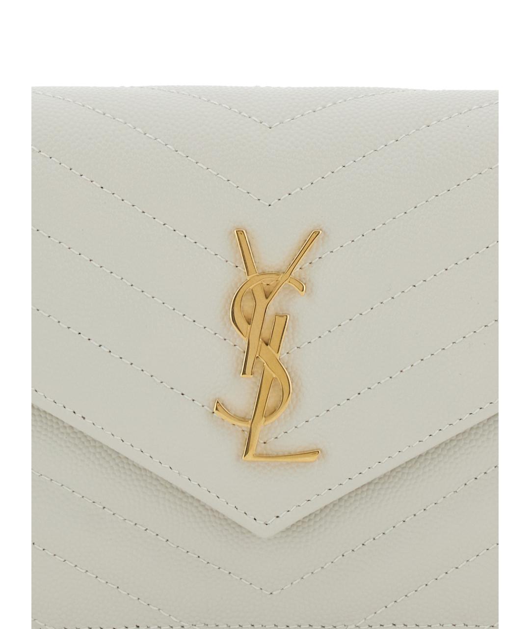 SAINT LAURENT Белая кожаная сумка через плечо, фото 3