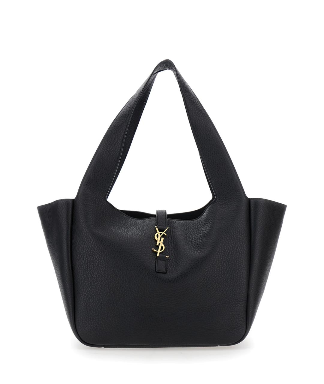 SAINT LAURENT Черная кожаная сумка тоут, фото 1