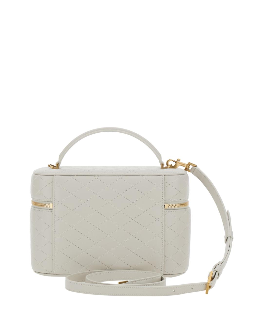 SAINT LAURENT Белая кожаная сумка через плечо, фото 2