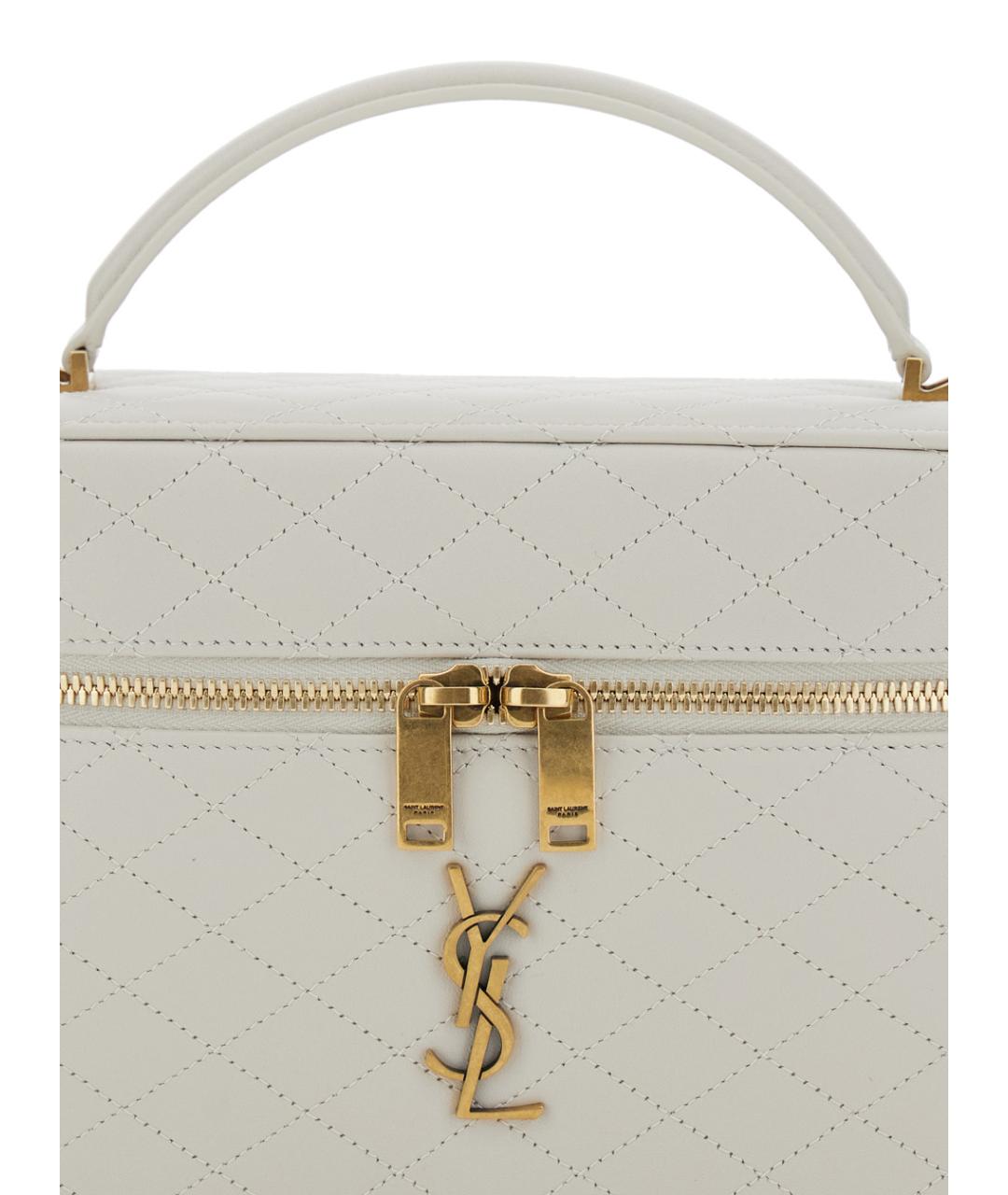 SAINT LAURENT Белая кожаная сумка через плечо, фото 3