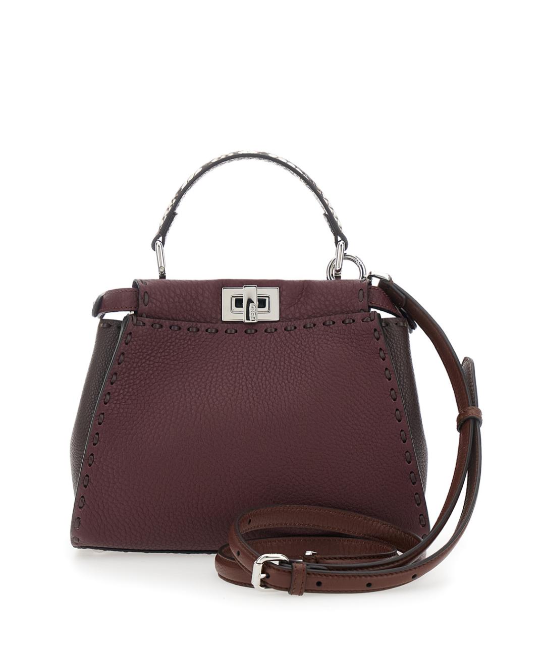 FENDI Бордовая кожаная сумка через плечо, фото 2