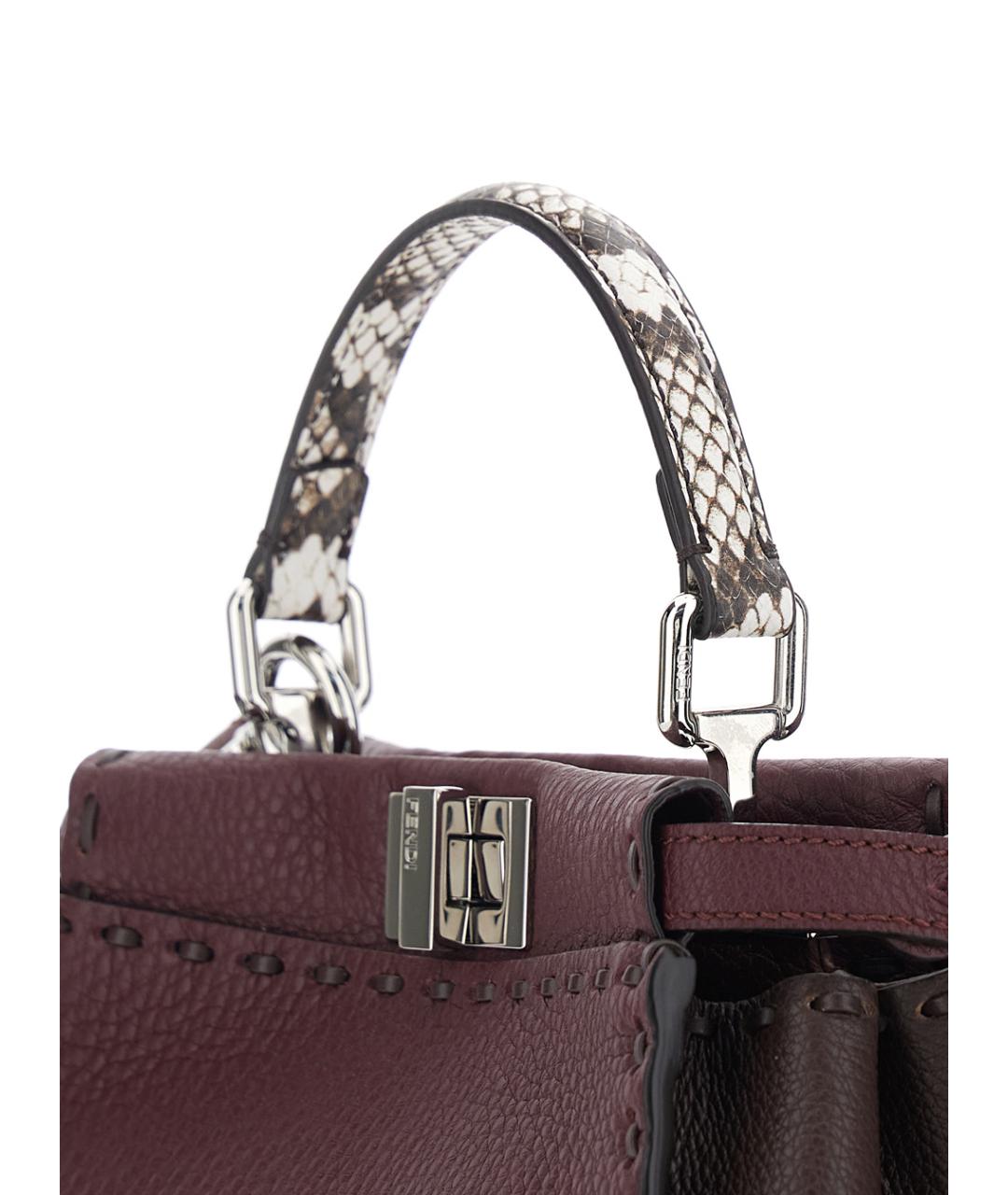 FENDI Бордовая кожаная сумка через плечо, фото 3