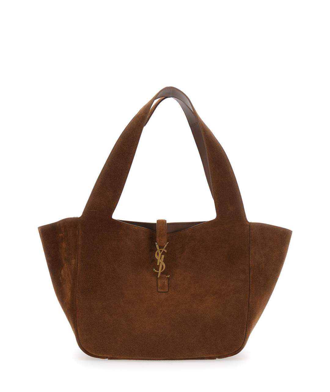 SAINT LAURENT Бежевая замшевая сумка тоут, фото 1